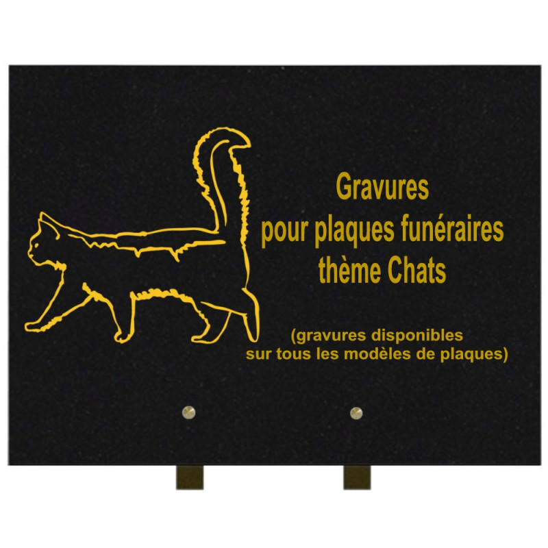 PLAQUE FUNÉRAIRE 30X40 CHATS GRANIT SUR PIEDS