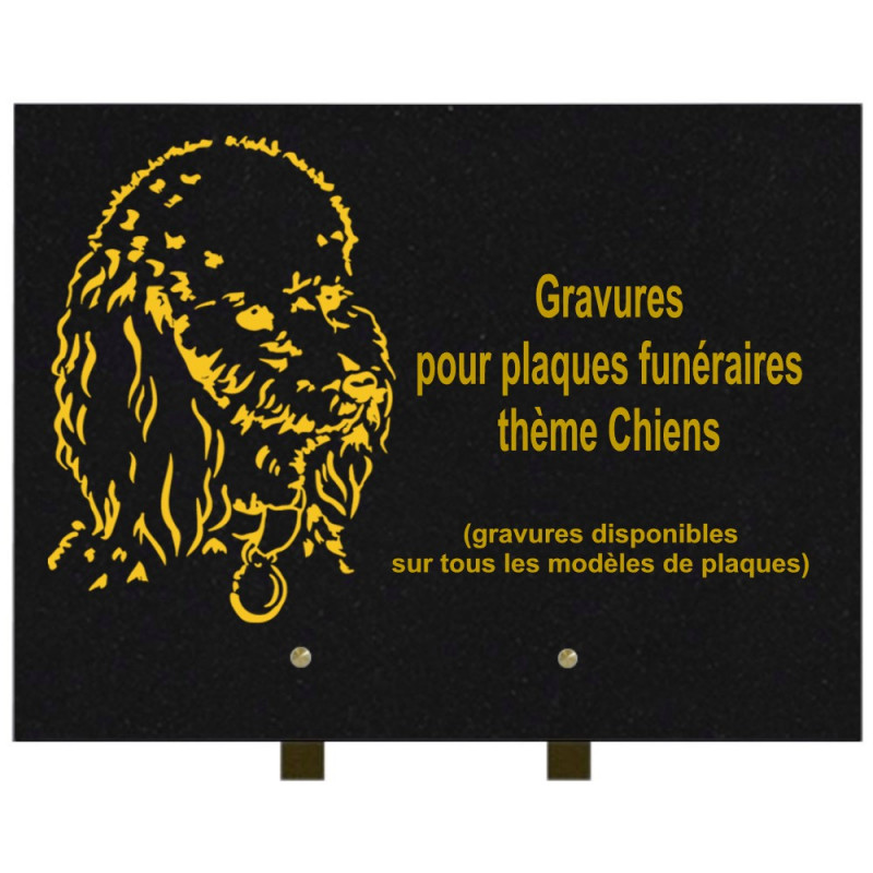 PLAQUE FUNÉRAIRE 30X40 CHIENS GRANIT SUR PIEDS