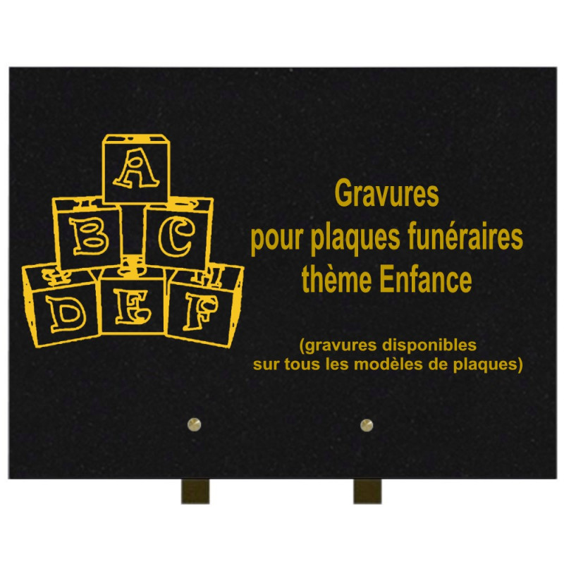 PLAQUE FUNÉRAIRE 30X40 ENFANCE GRANIT SUR PIEDS