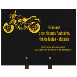 PLAQUE FUNÉRAIRE 30X40 MOTOS MOTARDS GRANIT SUR PIEDS