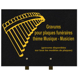 PLAQUE FUNÉRAIRE 30X40 MUSIQUE MUSICIENS GRANIT SUR PIEDS