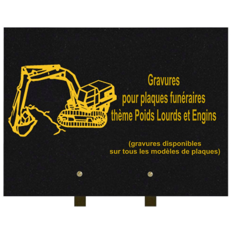 PLAQUE FUNÉRAIRE 30X40 POIDS LOURDS ET ENGINS GRANIT SUR PIEDS