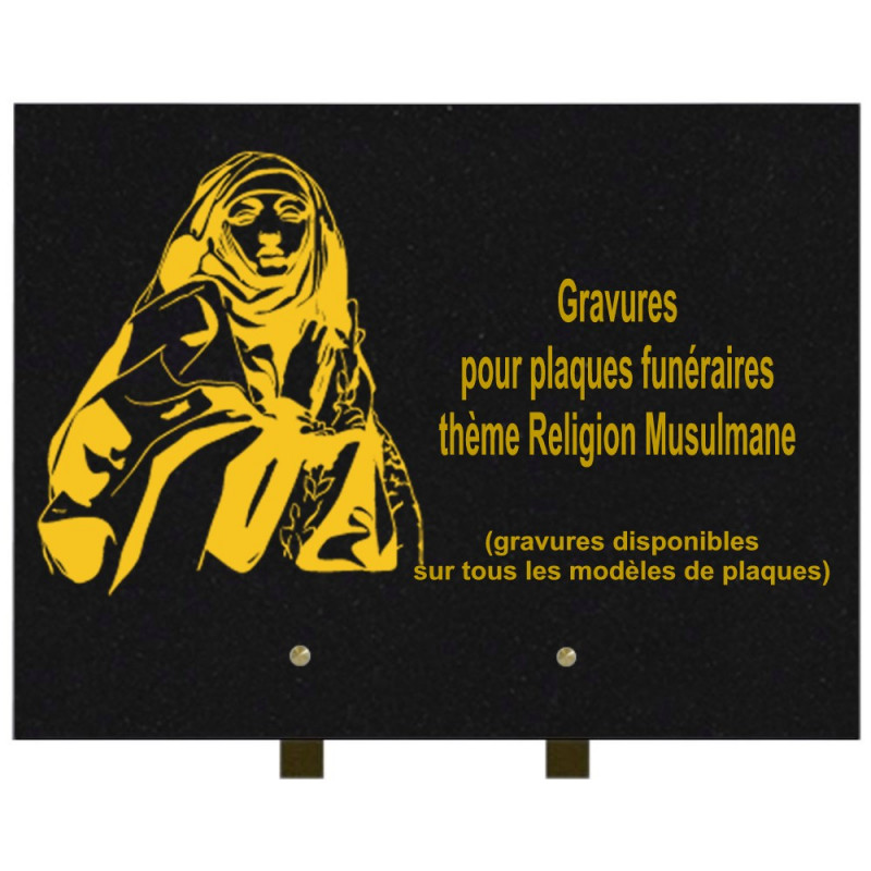 PLAQUE FUNÉRAIRE 30X40 RELIGIONS GRANIT SUR PIEDS