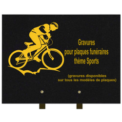 PLAQUE FUNÉRAIRE 30X40 SPORTS GRANIT SUR PIEDS