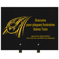 PLAQUE FUNÉRAIRE 30X40 TRAINS GRANIT SUR PIEDS