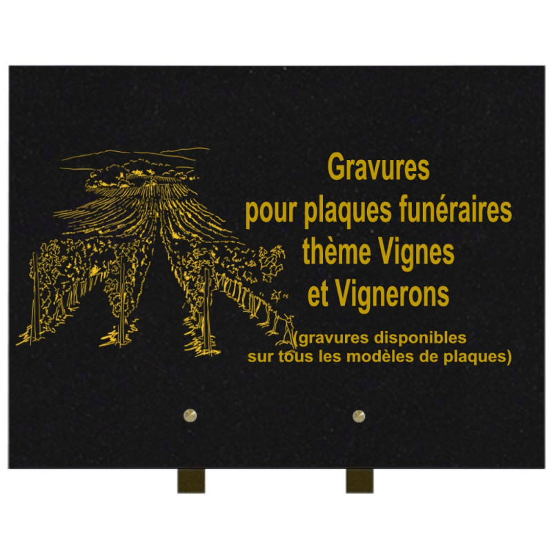 PLAQUE FUNÉRAIRE 30X40 VIGNE VIGNERONS GRANIT SUR PIEDS