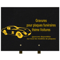 PLAQUE FUNÉRAIRE 30X40 VOITURES GRANIT SUR PIEDS