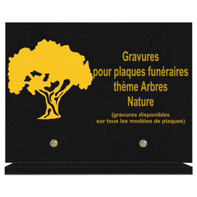 PLAQUE FUNÉRAIRE 20X30 ARBRES NATURE GRANIT SUR SOCLE