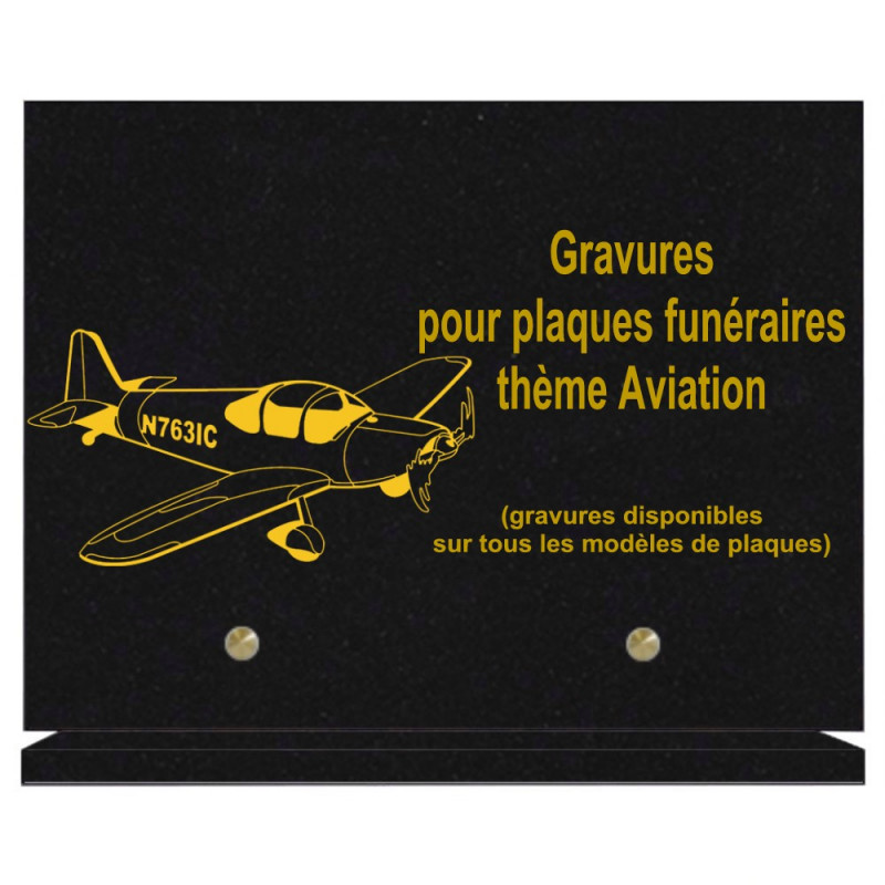 PLAQUE FUNÉRAIRE 20X30 AVIATION GRANIT SUR SOCLE