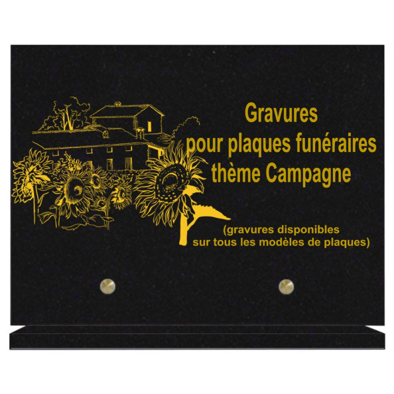 PLAQUE FUNÉRAIRE 20X30 CAMPAGNE GRANIT SUR SOCLE