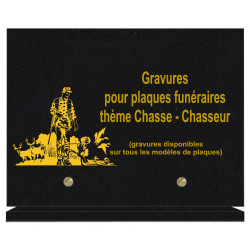 PLAQUE FUNÉRAIRE 20X30 CHASSEURS CHASSE GRANIT SUR SOCLE