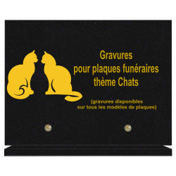 PLAQUE FUNÉRAIRE 20X30 CHATS GRANIT SUR SOCLE