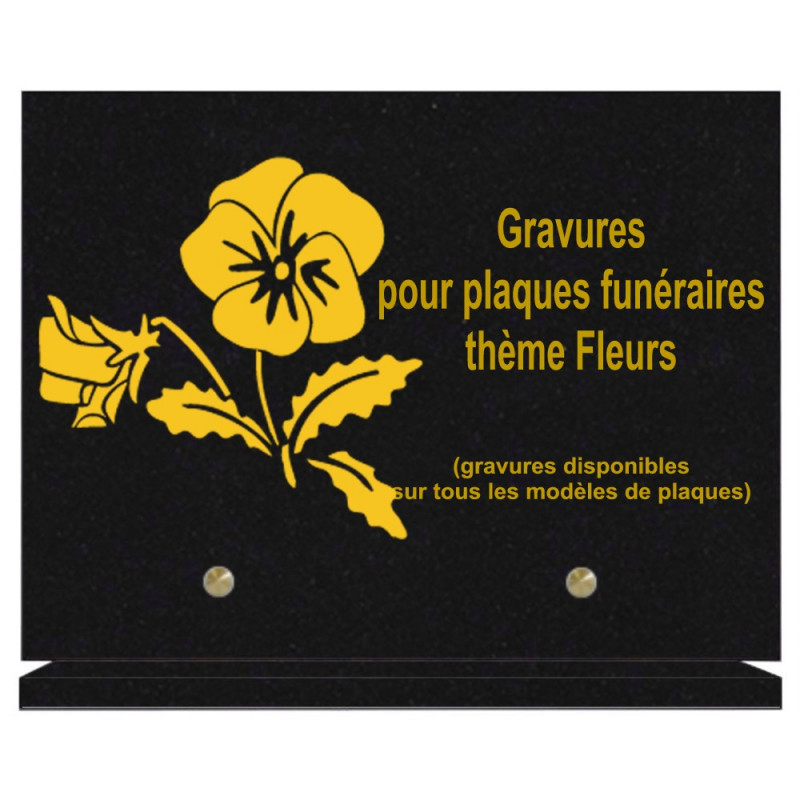 PLAQUE FUNÉRAIRE 20X30 FLEURS GRANIT SUR SOCLE