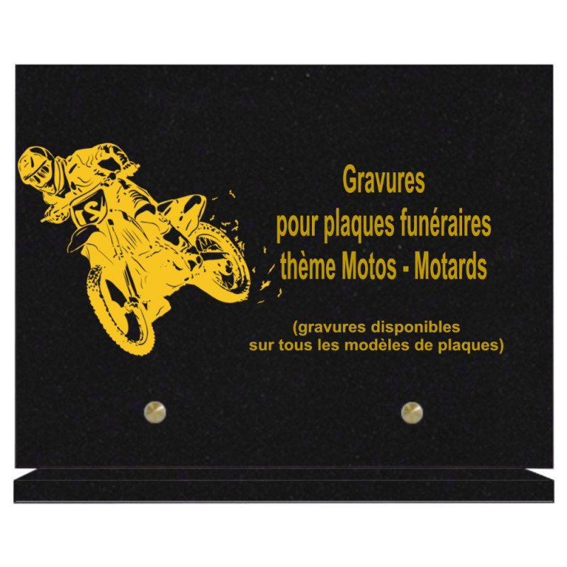 PLAQUE FUNÉRAIRE 20X30 MOTARDS MOTOS GRANIT SUR SOCLE