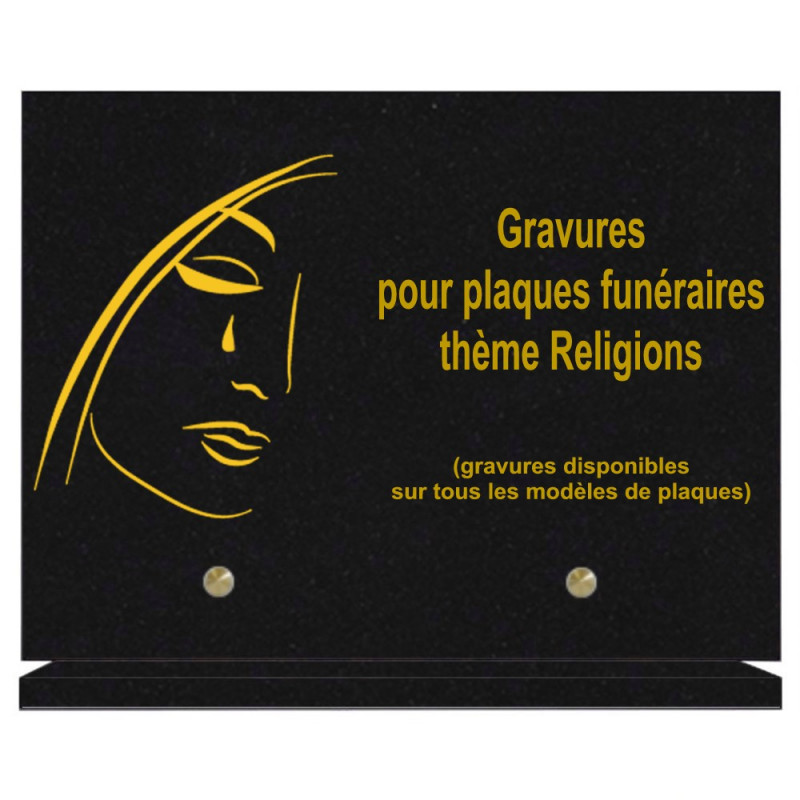 PLAQUE FUNÉRAIRE 20X30 RELIGIONS GRANIT SUR SOCLE