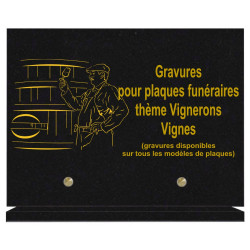 PLAQUE FUNÉRAIRE 20X30 VIGNERONS VIGNES GRANIT SUR SOCLE