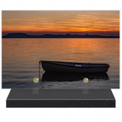 PLAQUE FUNÉRAIRE PÊCHE BARQUE 20 cm X 30 cm FPF2217