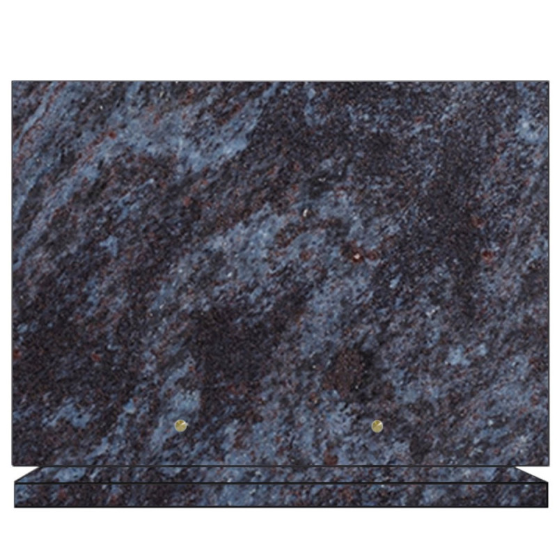 PLAQUE FUNÉRAIRE 25X35 GRANIT MASS BLUE SUR SOCLE