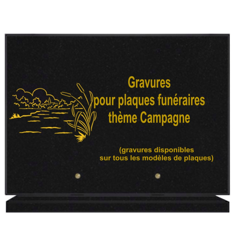 PLAQUE FUNÉRAIRE 25X35 CAMPAGNE GRANIT SUR SOCLE