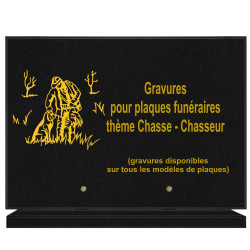 PLAQUE FUNÉRAIRE 25X35 CHASSE CHASSEUR GRANIT SUR SOCLE