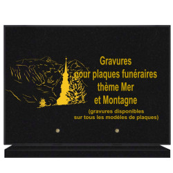 PLAQUE FUNÉRAIRE 25X35 MER ET MONTAGNE GRANIT SUR SOCLE