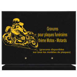 PLAQUE FUNÉRAIRE 25X35 MOTOS MOTARDS GRANIT SUR SOCLE