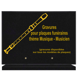 PLAQUE FUNÉRAIRE 25X35 MUSIQUE MUSICIEN GRANIT SUR SOCLE