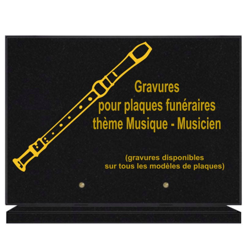 PLAQUE FUNÉRAIRE 25X35 MUSIQUE MUSICIEN GRANIT SUR SOCLE