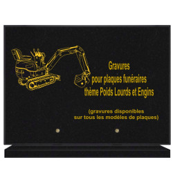 PLAQUE FUNÉRAIRE 25X35 POIDS LOURDS ET ENGINS GRANIT SUR SOCLE