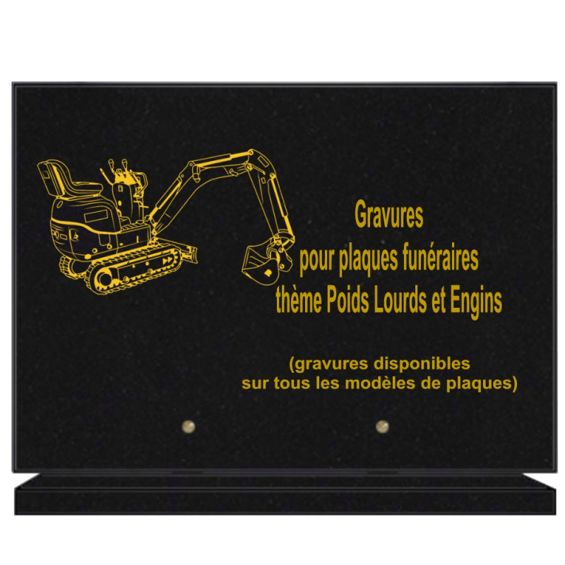 PLAQUE FUNÉRAIRE 25X35 POIDS LOURDS ET ENGINS GRANIT SUR SOCLE