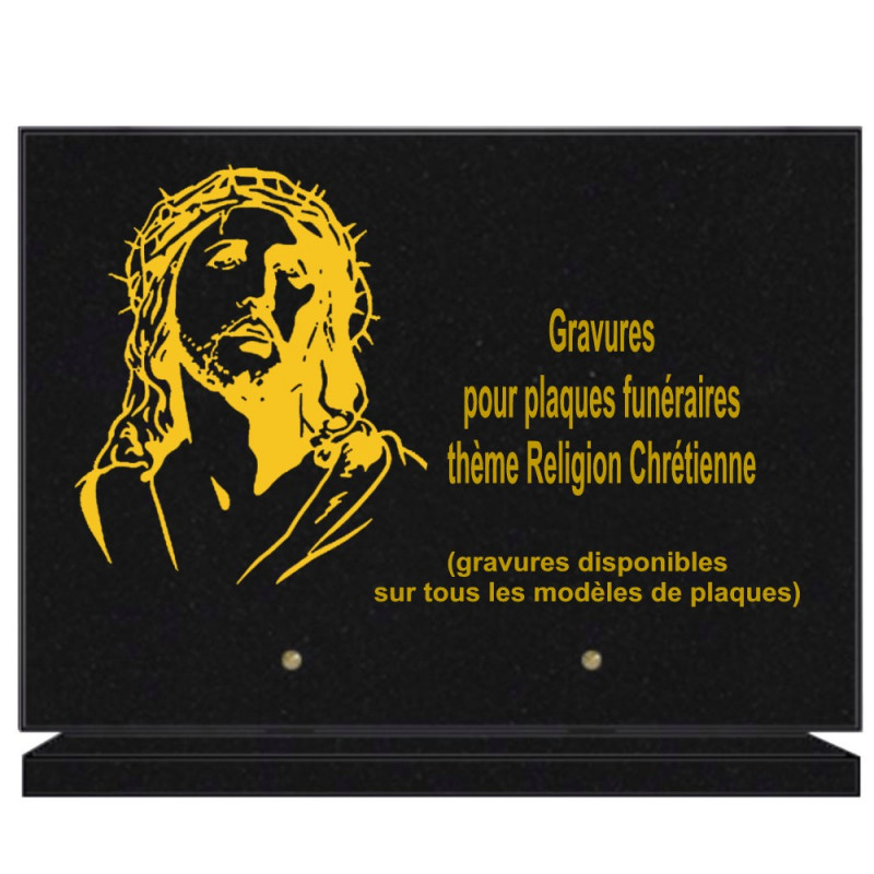 PLAQUE FUNÉRAIRE 25X35 RELIGIONS GRANIT SUR SOCLE