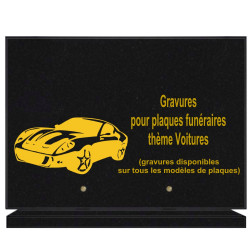 PLAQUE FUNÉRAIRE 25X35 VOITURE GRANIT SUR SOCLE