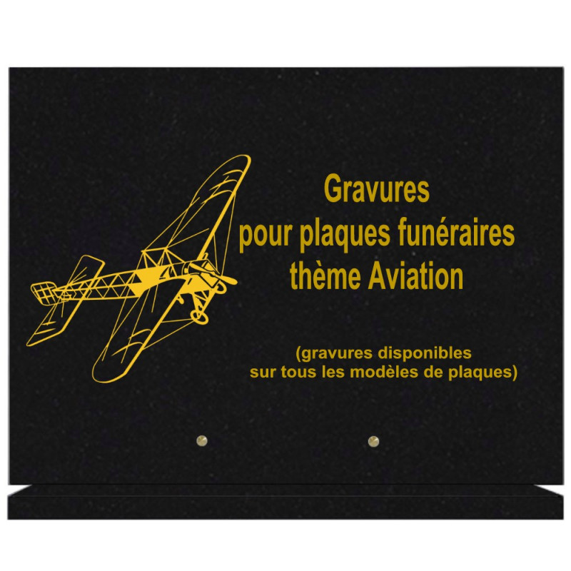 PLAQUE FUNÉRAIRE 30X40 SUR SOCLE GRANIT AVIATION