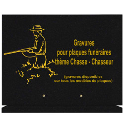 PLAQUE FUNÉRAIRE 30X40 SUR SOCLE GRANIT CHASSE CHASSEUR