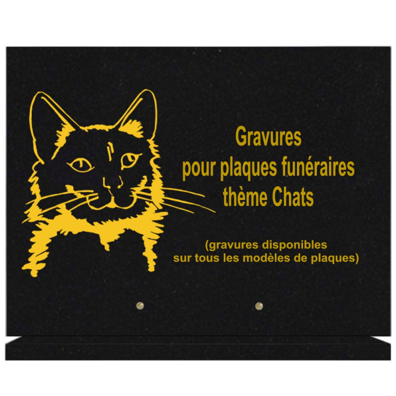 PLAQUE FUNÉRAIRE 30X40 SUR SOCLE GRANIT CHATS