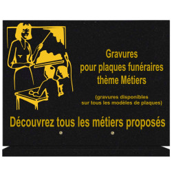 PLAQUE FUNÉRAIRE 30X40 SUR SOCLE GRANIT MÉTIERS