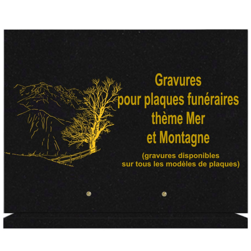 PLAQUE FUNÉRAIRE 30X40 SUR SOCLE GRANIT MER ET MONTAGNE