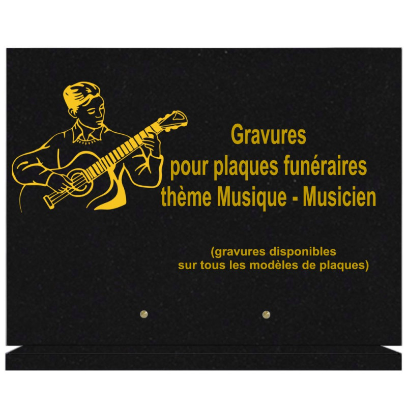 PLAQUE FUNÉRAIRE 30X40 SUR SOCLE GRANIT MUSIQUE MUSICIENS