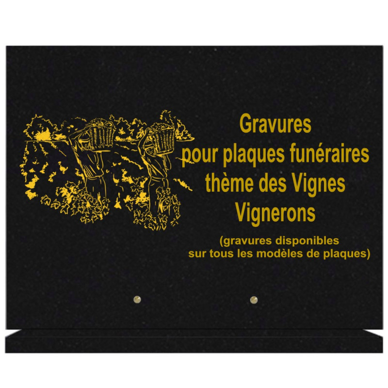 PLAQUE FUNÉRAIRE 30X40 SUR SOCLE GRANIT VIGNES VIGNERONS