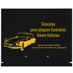 PLAQUE FUNÉRAIRE 30X40 SUR SOCLE GRANIT VOITURES