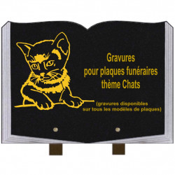 PLAQUE FUNÉRAIRE 25X35 LIVRE GRAVURES CHATS SUR PIEDS