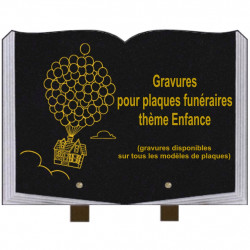 PLAQUE FUNÉRAIRE 25X35 LIVRE GRAVURES ENFANCE SUR PIEDS