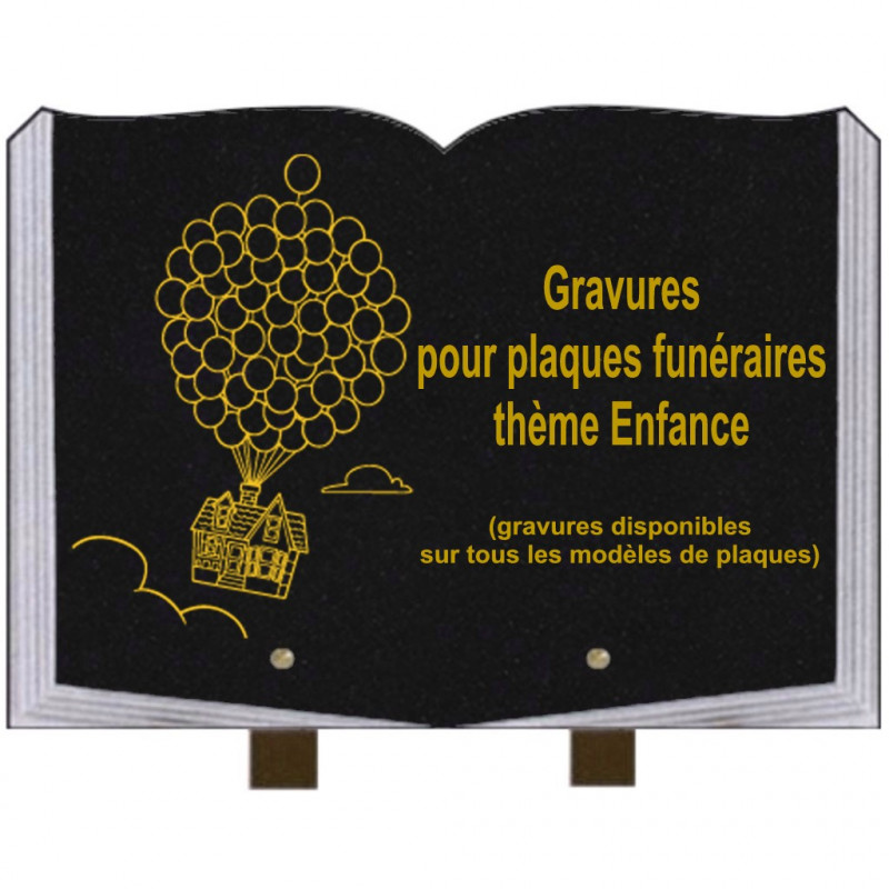 PLAQUE FUNÉRAIRE 25X35 LIVRE GRAVURES ENFANCE SUR PIEDS