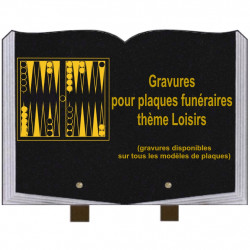 PLAQUE FUNÉRAIRE 25X35 LIVRE GRAVURES LOISIRS SUR PIEDS