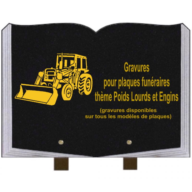 PLAQUE FUNÉRAIRE 25X35 LIVRE GRAVURES POIDS LOURDS ET ENGINS SUR PIEDS