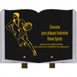 PLAQUE FUNÉRAIRE 25X35 LIVRE GRAVURES SPORTS SUR PIEDS