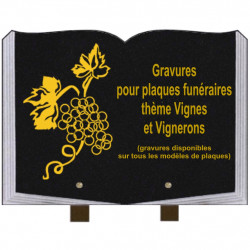 PLAQUE FUNÉRAIRE 25X35 LIVRE GRAVURES VIGNES ET VIGNERONS SUR PIEDS