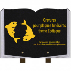 PLAQUE FUNÉRAIRE 25X35 LIVRE GRAVURES ZODIAQUE SUR PIEDS