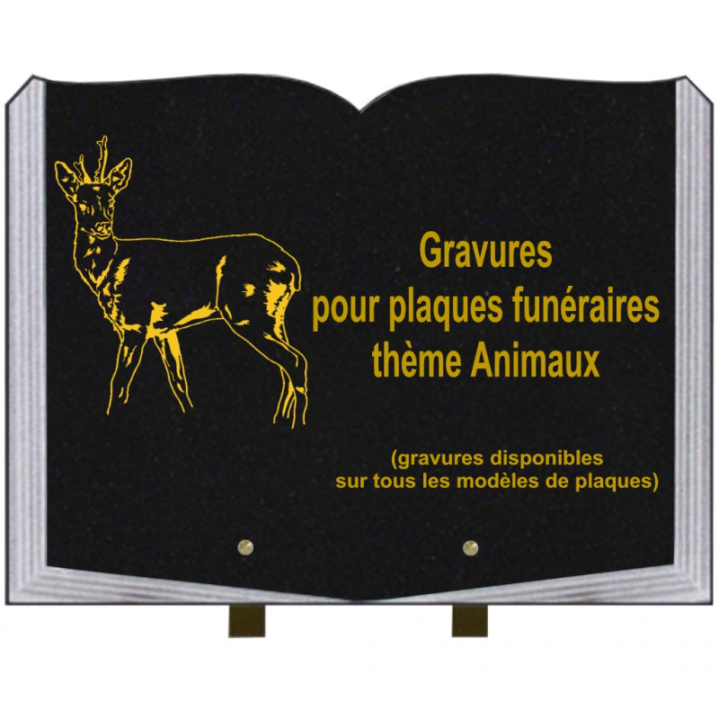 PLAQUE FUNÉRAIRE 30X40 LIVRE SUR PIEDS THÈMES ANIMAUX