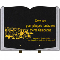 PLAQUE FUNÉRAIRE 30X40 LIVRE SUR PIEDS THÈME CAMPAGNE